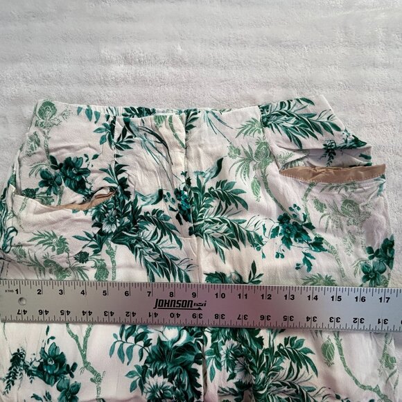 Anthropologie Ett:Twa Womens Christina Wide Leg Pants Size 2 Green White Casual - Picture 5 of 11